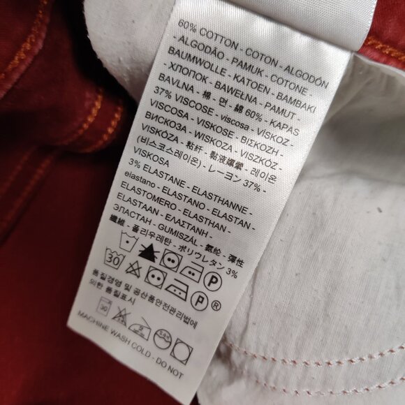 Levi's Men's Mid Rise Skinny Jeans in Brick Red Size 33 Cotton Denim Pants - Picture 6 of 14